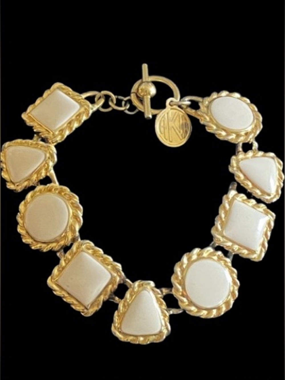 Vintage Anne Klein AK Gold Tone Metal Chunky Runaway Statement Link Bracelet